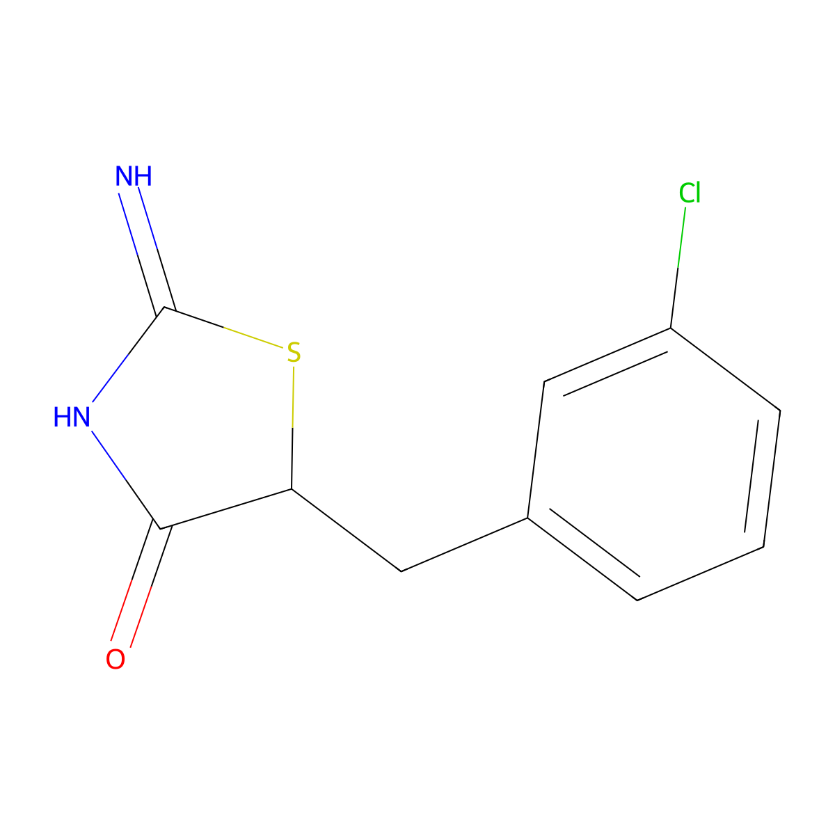 5-[(3-Chlorophenyl)methyl]-2-imino-1,3-thiazolidin-4-one molecular structure, CAS 303793-71-7