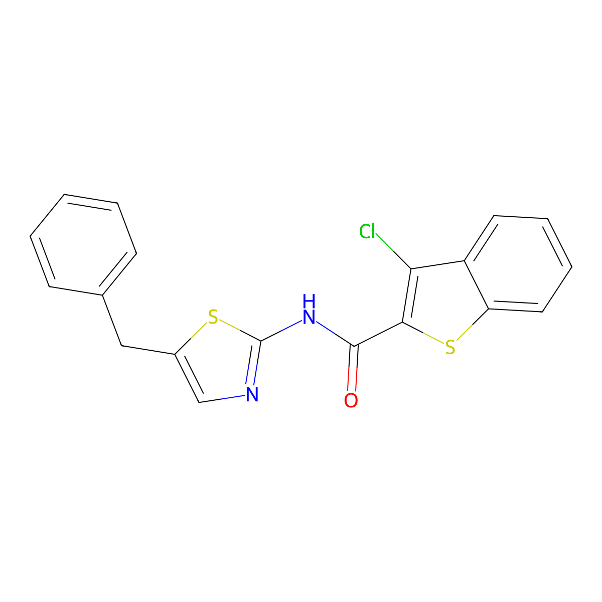 N-(5-benzyl-1,3-thiazol-2-yl)-3-chloro-1-benzothiophene-2-carboxamide molecular structure, CAS 303793-99-9