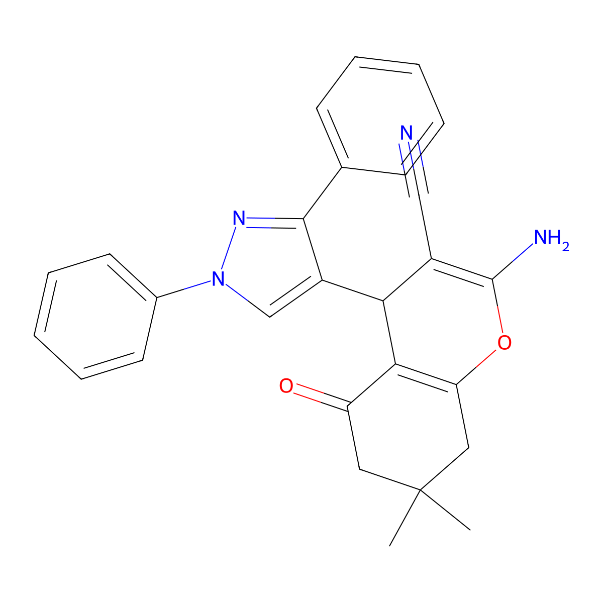2-Amino-4-(1,3-diphenyl-1H-pyrazol-4-yl)-7,7-dimethyl-5-oxo-5,6,7,8-tetrahydro-4H-chromene-3-carbonitrile molecular structure, CAS 303794-12-9