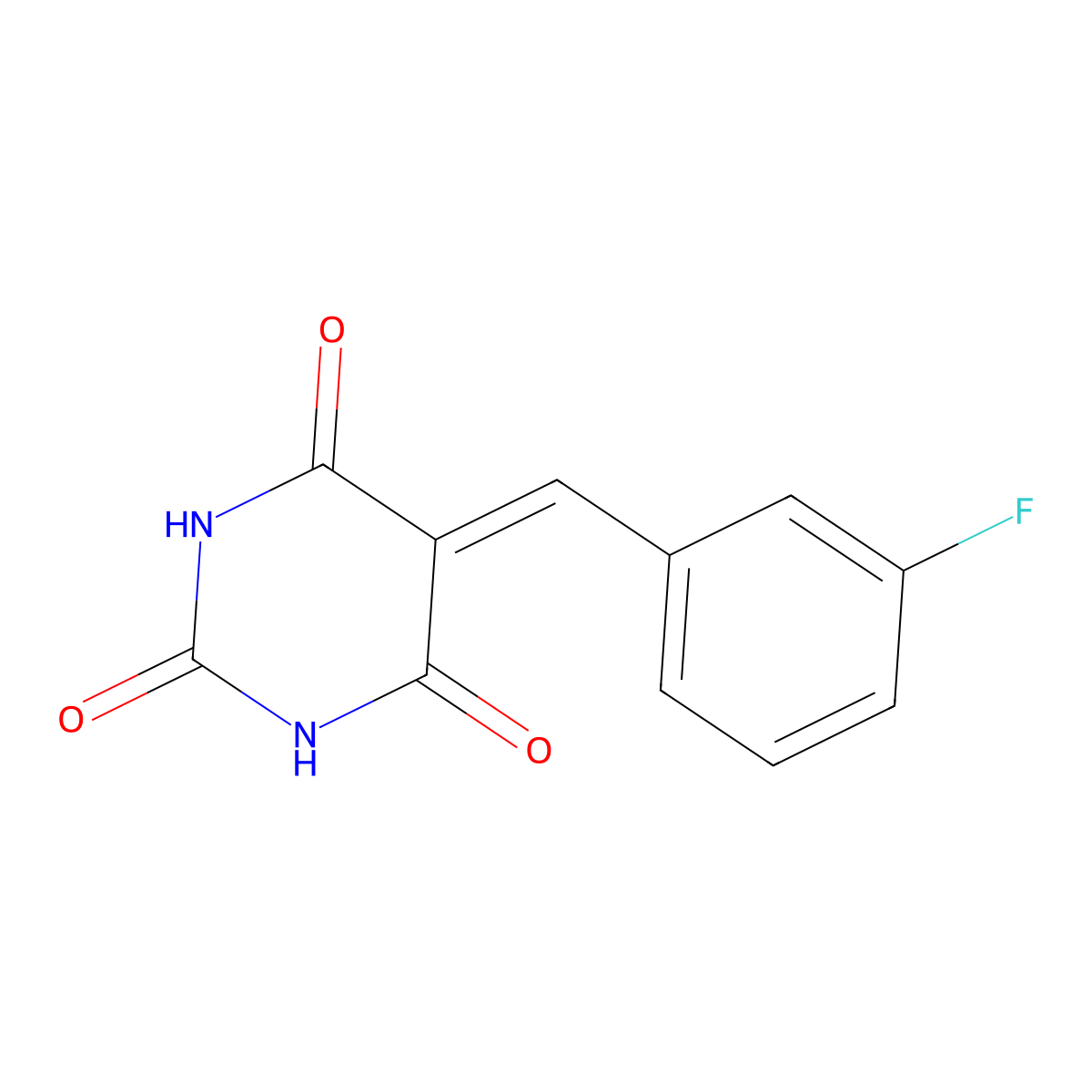 5-(3-Fluorobenzylidene)-2,4,6(1H,3H,5H)-pyrimidinetrione molecular structure, CAS 303794-42-5