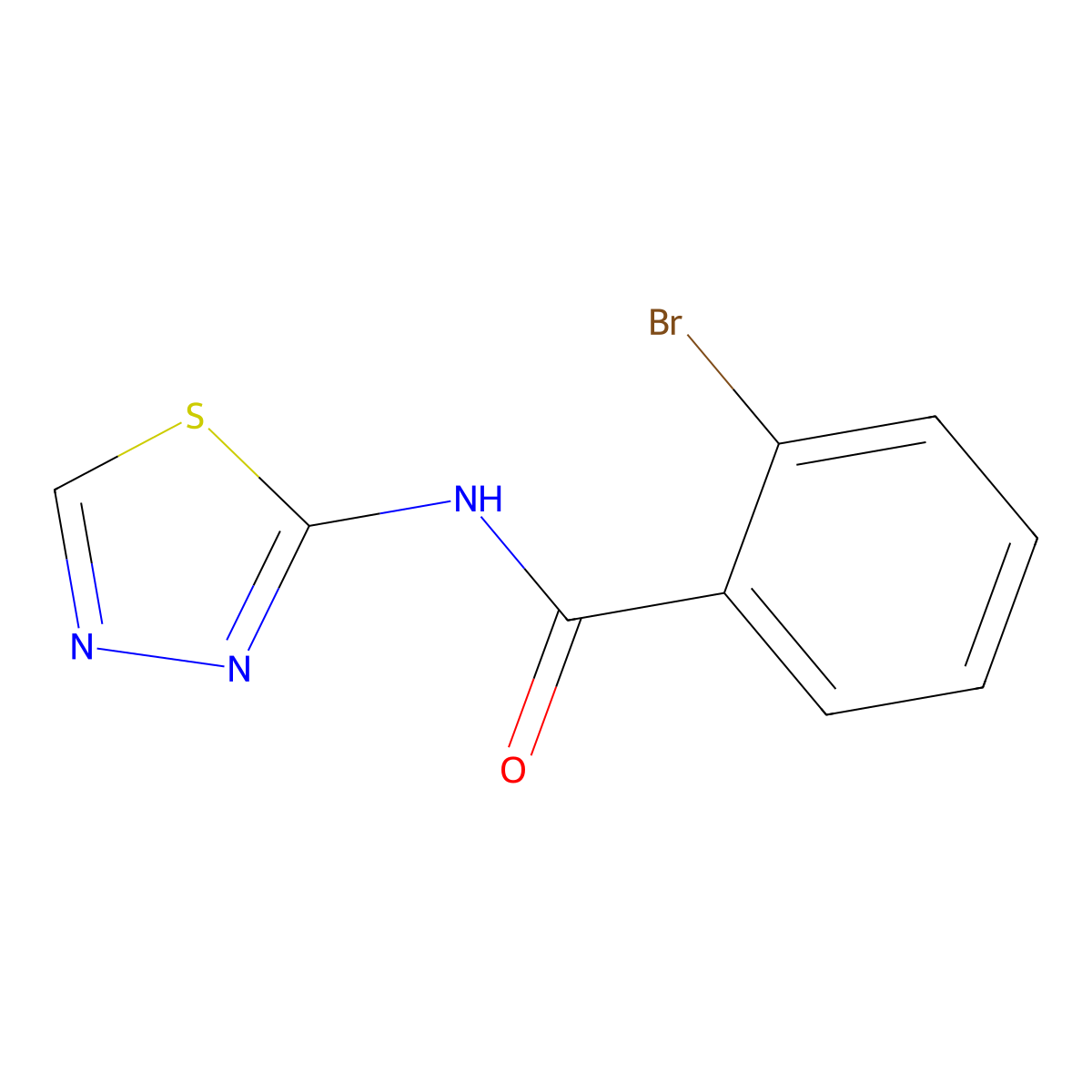 2-bromo-N-(1,3,4-thiadiazol-2-yl)benzamide molecular structure, CAS 303794-76-5