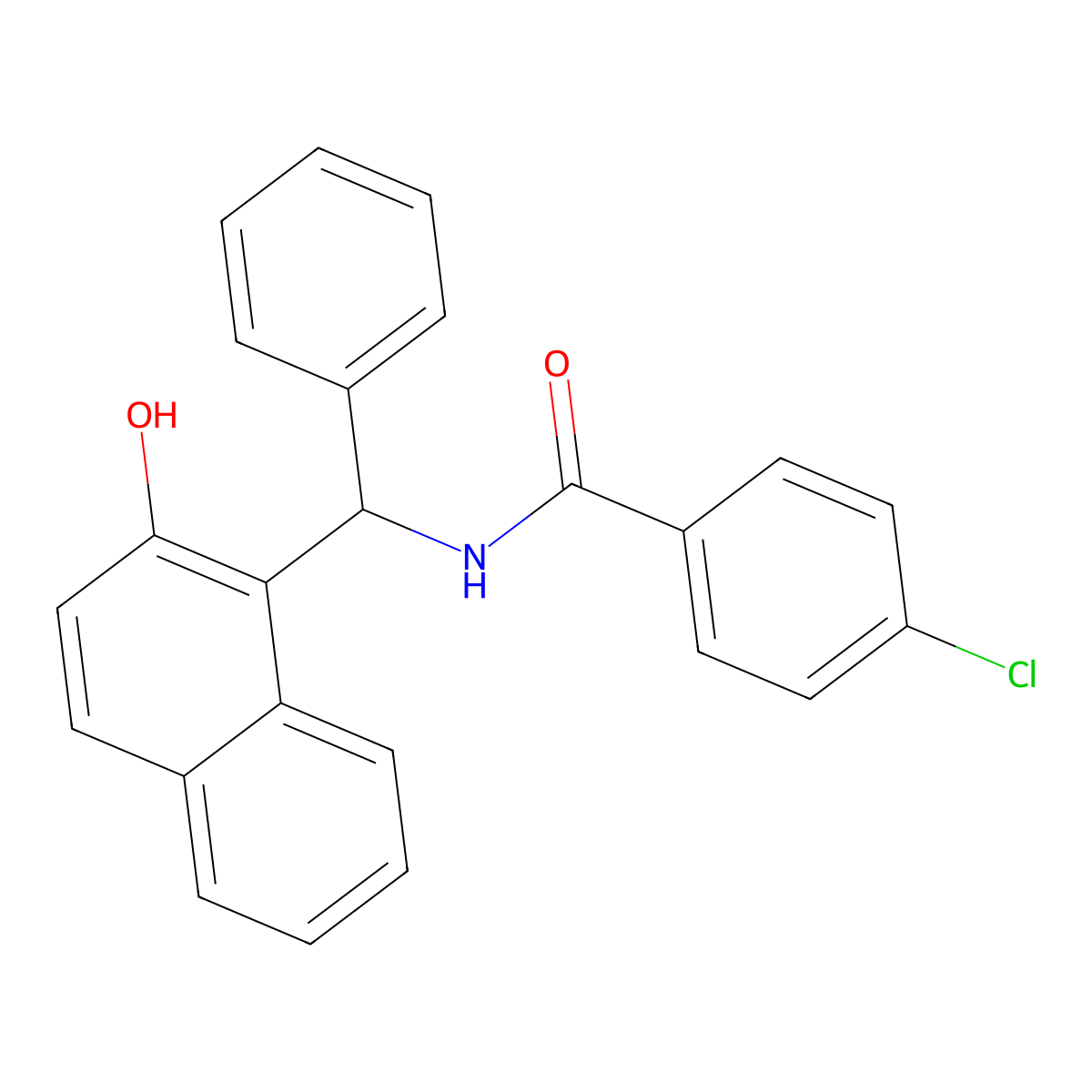 4-chloro-N-((2-hydroxynaphthalen-1-yl)(phenyl)methyl)benzamide molecular structure, CAS 303794-88-9