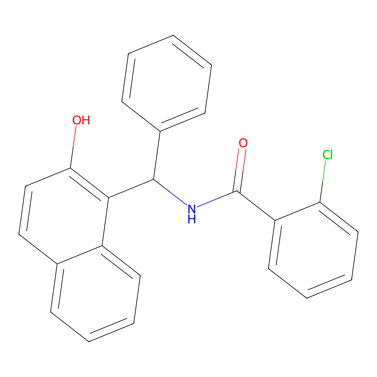 2-chloro-N-[(2-hydroxy-1-naphthyl)(phenyl)methyl]benzamide molecular structure, CAS 303794-90-3