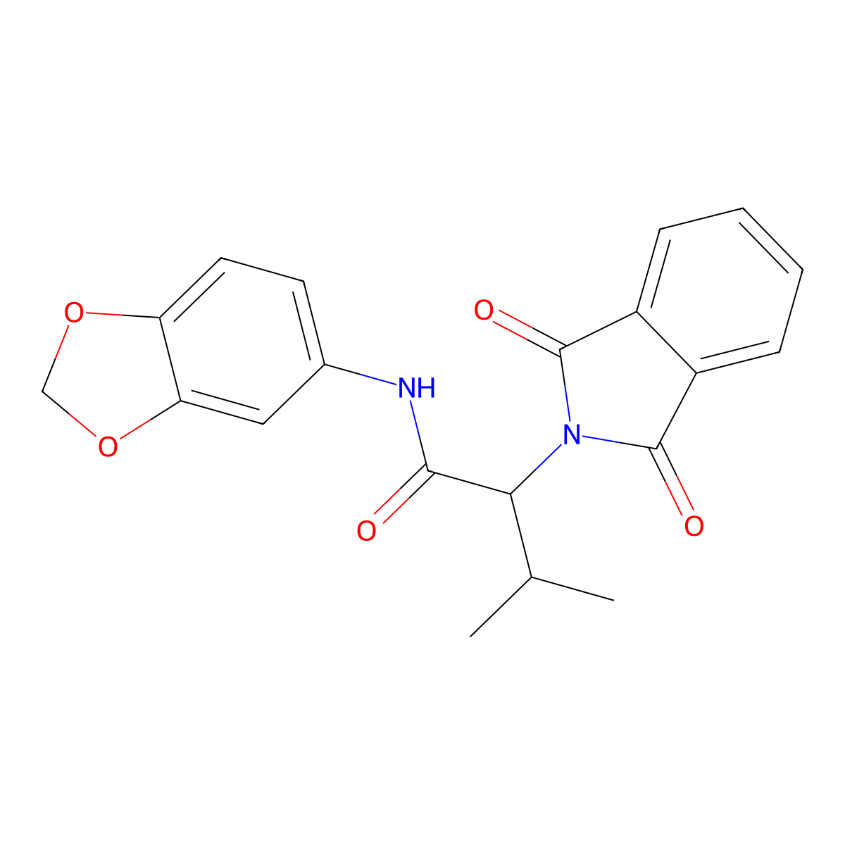 N-(1,3-benzodioxol-5-yl)-2-(1,3-dioxoisoindol-2-yl)-3-methylbutanamide molecular structure, CAS 303795-12-2