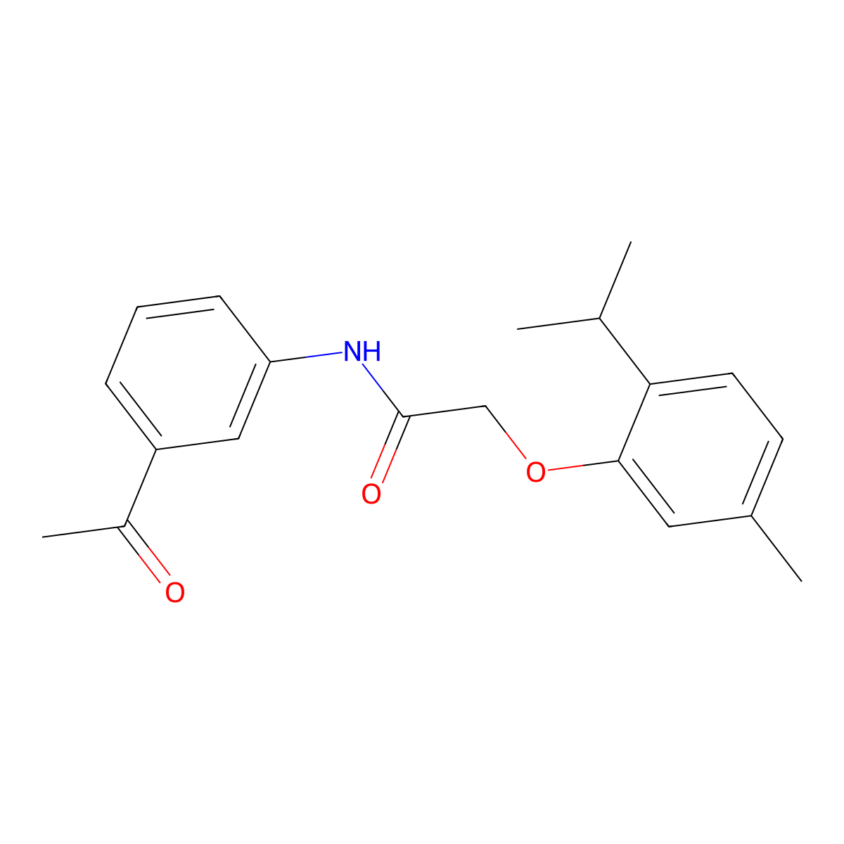 N-(3-acetylphenyl)-2-[5-methyl-2-(propan-2-yl)phenoxy]acetamide molecular structure, CAS 303795-87-1