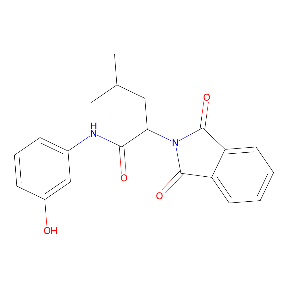 2-(1,3-dioxoisoindol-2-yl)-N-(3-hydroxyphenyl)-4-methylpentanamide molecular structure, CAS 303796-34-1