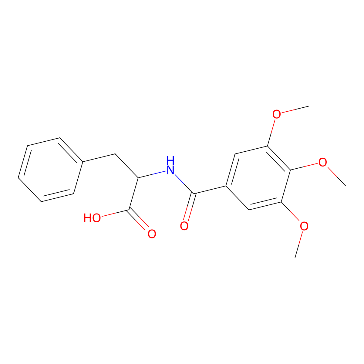3-phenyl-2-[(3,4,5-trimethoxybenzoyl)amino]propanoic Acid molecular structure, CAS 303796-46-5