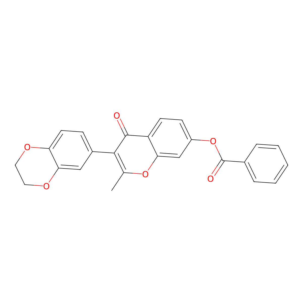 3-(2,3-dihydro-1,4-benzodioxin-6-yl)-2-methyl-4-oxo-4H-chromen-7-yl benzoate molecular structure, CAS 303796-49-8