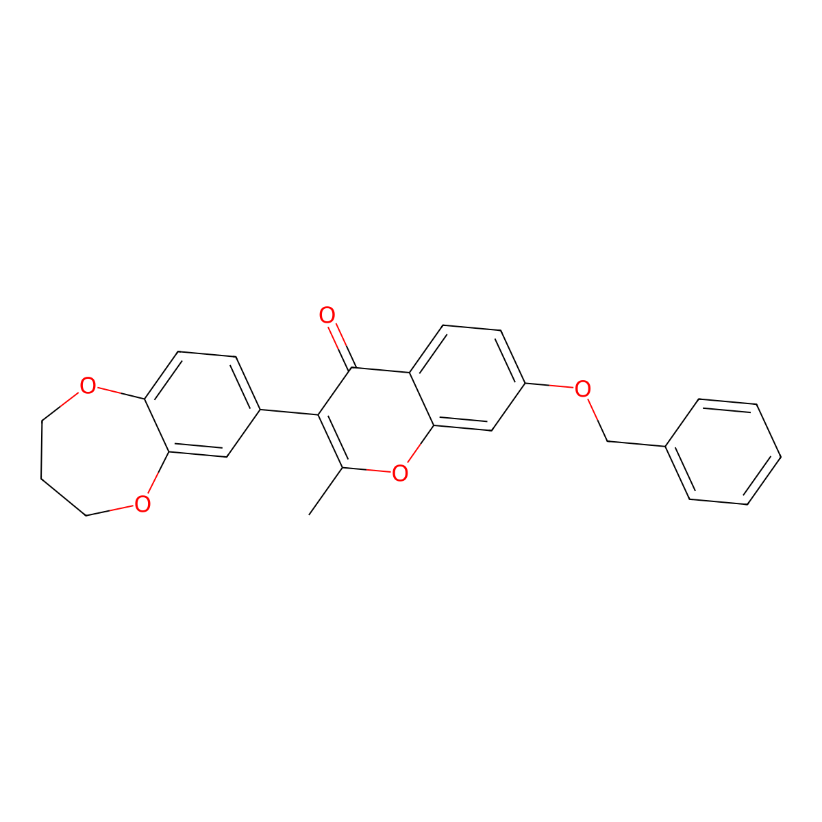 7-(benzyloxy)-3-(3,4-dihydro-2H-1,5-benzodioxepin-7-yl)-2-methyl-4H-chromen-4-one molecular structure, CAS 303796-51-2