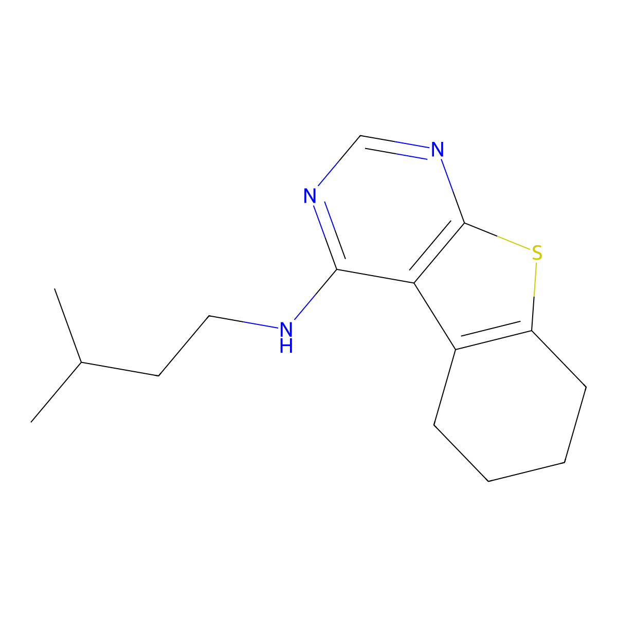 N-(3-methylbutyl)-5,6,7,8-tetrahydro[1]benzothieno[2,3-d]pyrimidin-4-amine molecular structure, CAS 303796-64-7