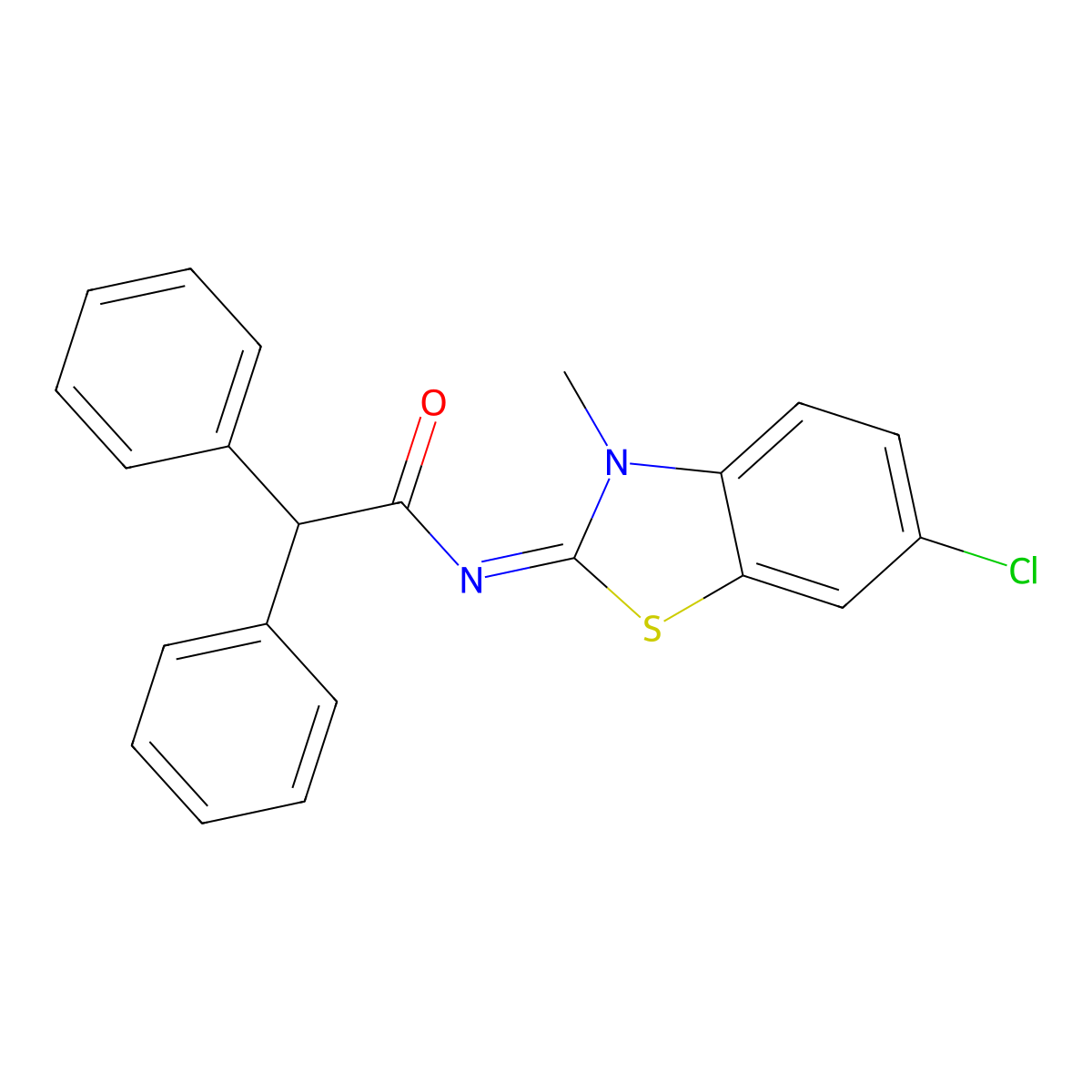 (E)-N-(6-chloro-3-methylbenzo[d]thiazol-2(3H)-ylidene)-2,2-diphenylacetamide molecular structure, CAS 303797-25-3