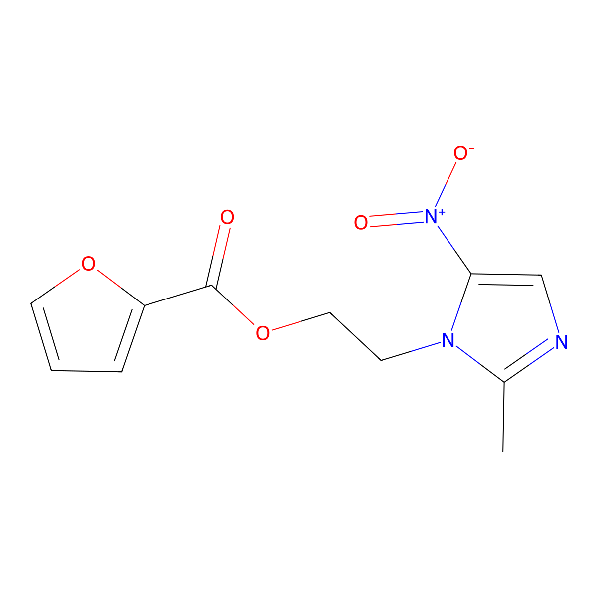 2-{5-nitro-2-methyl-1H-imidazol-1-yl}ethyl 2-furoate molecular structure, CAS 303797-32-2
