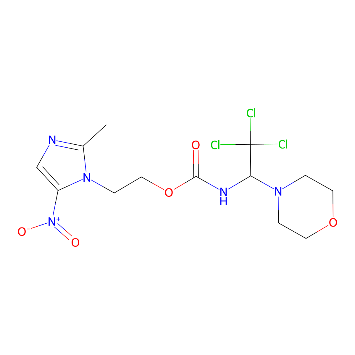 2-{5-nitro-2-methyl-1H-imidazol-1-yl}ethyl 2,2,2-trichloro-1-(4-morpholinyl)ethylcarbamate molecular structure, CAS 303797-33-3