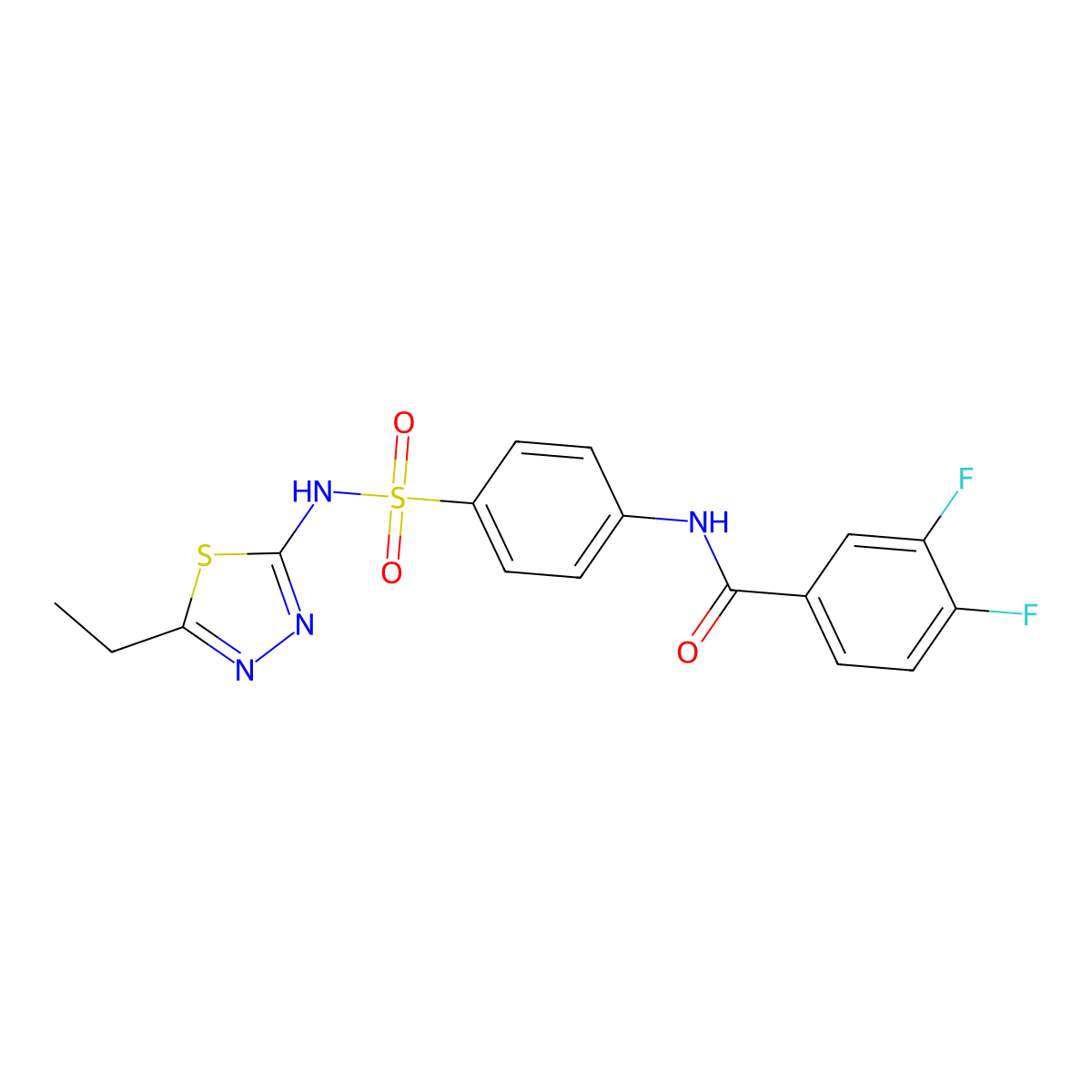 N-{4-[(5-Ethyl-1,3,4-thiadiazol-2-YL)sulfamoyl]phenyl}-3,4-difluorobenzamide molecular structure, CAS 303797-74-2