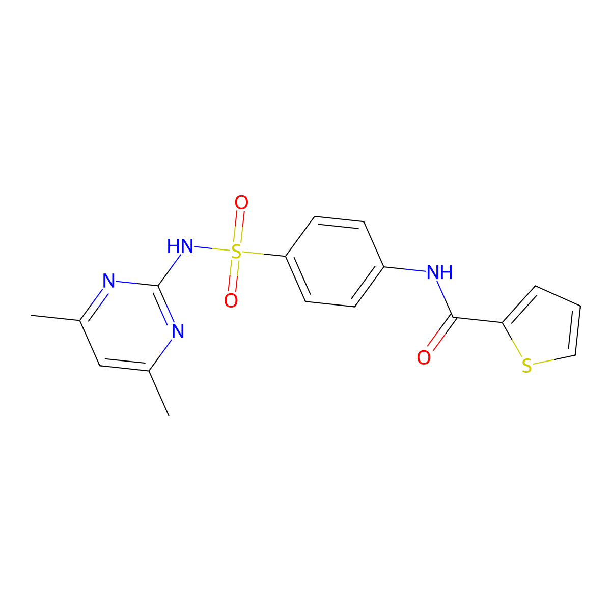 N-(4-{[(4,6-dimethyl-2-pyrimidinyl)amino]sulfonyl}phenyl)-2-thiophenecarboxamide molecular structure, CAS 303797-84-4