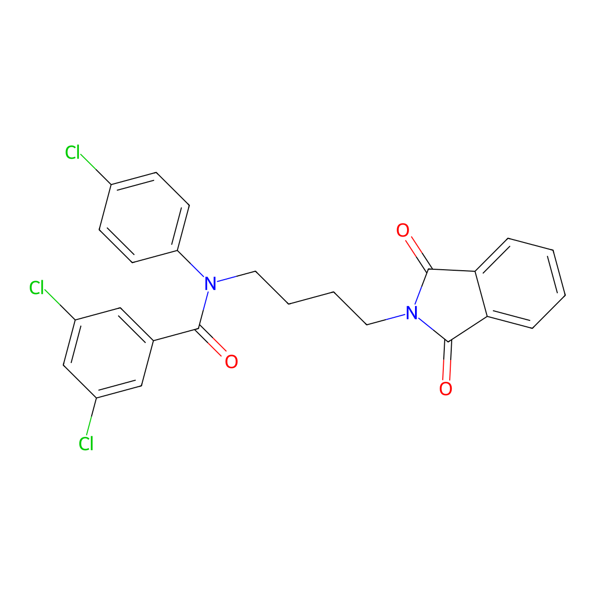 3,5-dichloro-N-(4-chlorophenyl)-N-(4-(1,3-dioxoisoindolin-2-yl)butyl)benzamide molecular structure, CAS 303797-86-6