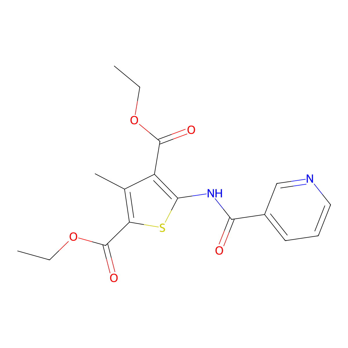 Diethyl 3-methyl-5-(nicotinamido)thiophene-2,4-dicarboxylate molecular structure, CAS 303798-11-0