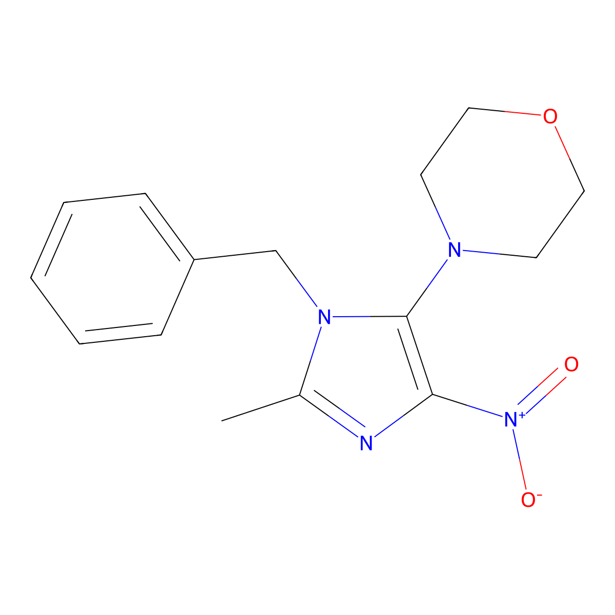 4-(1-benzyl-2-methyl-4-nitro-1H-imidazol-5-yl)morpholine molecular structure, CAS 303798-16-5