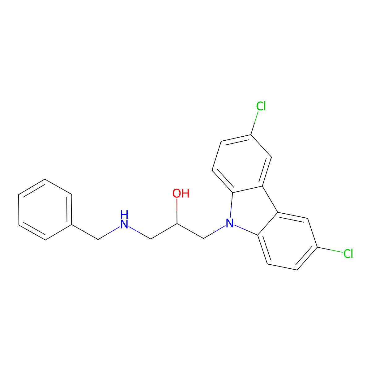 1-(benzylamino)-3-(3,6-dichloro-9H-carbazol-9-yl)propan-2-ol molecular structure, CAS 303798-31-4