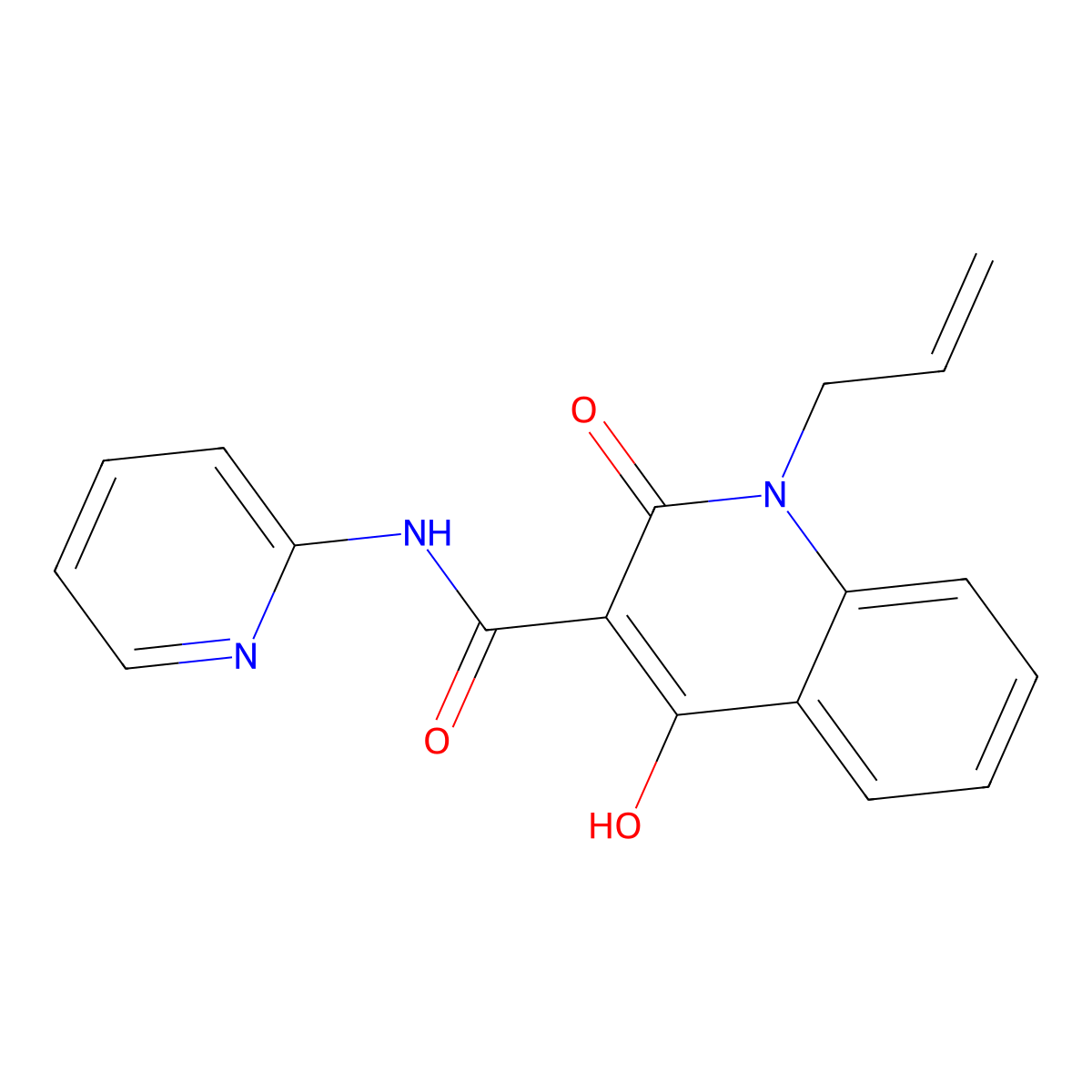 4-hydroxy-2-oxo-1-(prop-2-en-1-yl)-N-(pyridin-2-yl)-1,2-dihydroquinoline-3-carboxamide molecular structure, CAS 303798-35-8
