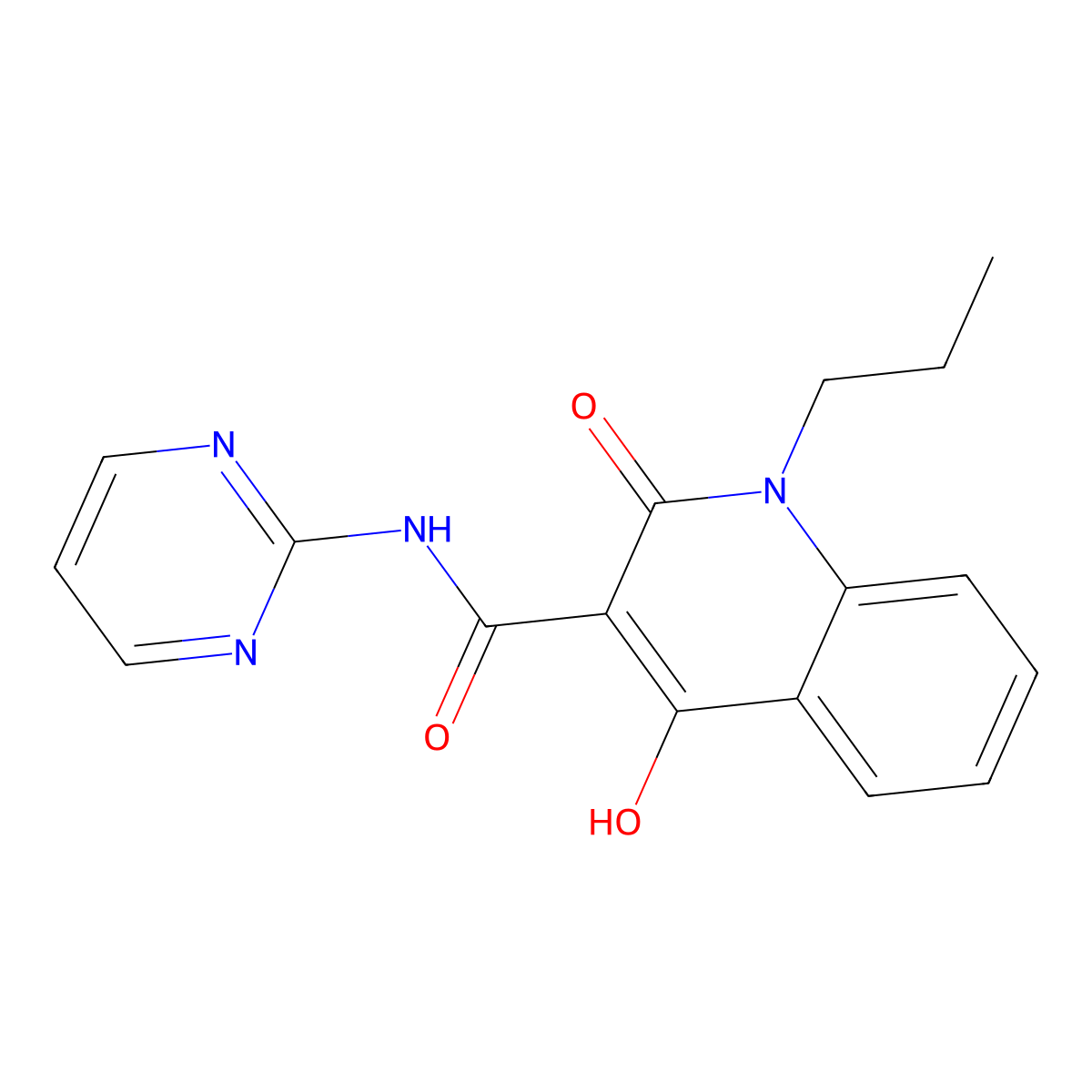 4-hydroxy-2-oxo-1-propyl-N-(pyrimidin-2-yl)-1,2-dihydroquinoline-3-carboxamide molecular structure, CAS 303798-37-0