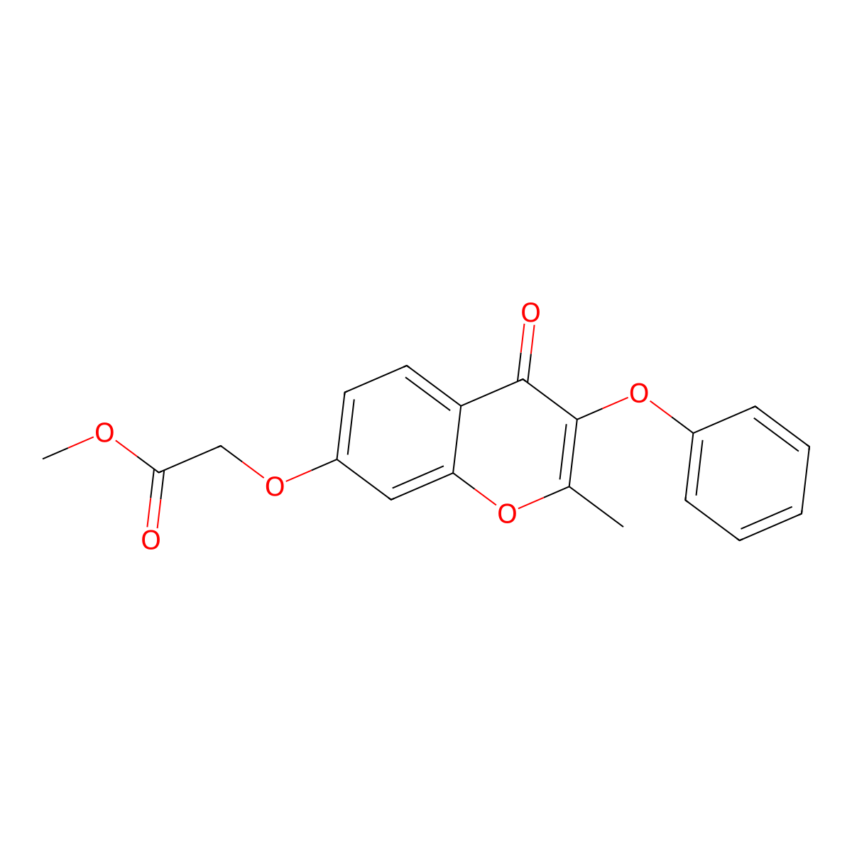 Methyl 2-(2-methyl-4-oxo-3-phenoxychromen-7-yl)oxyacetate molecular structure, CAS 303798-43-8