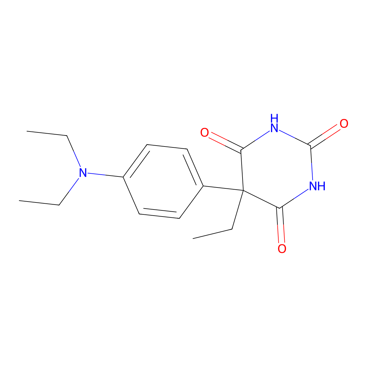 5-(4-(Diethylamino)phenyl)-5-ethylbarbituric acid molecular structure, CAS 3038-25-3