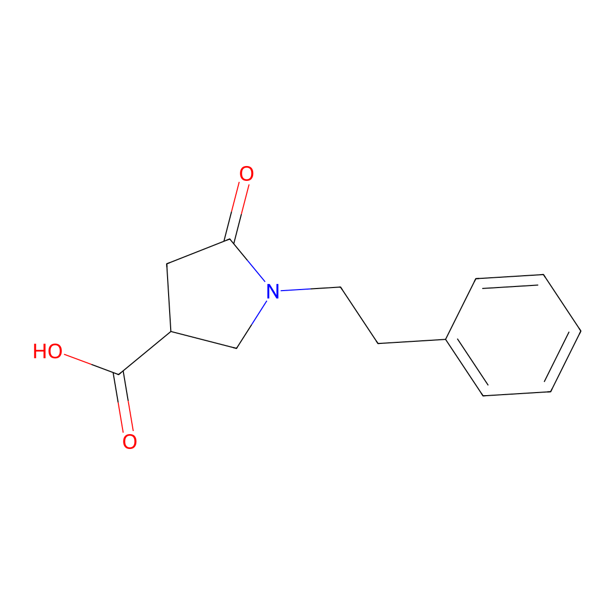 3-Pyrrolidinecarboxylic acid, 5-oxo-1-(2-phenylethyl)- molecular structure, CAS 30380-70-2