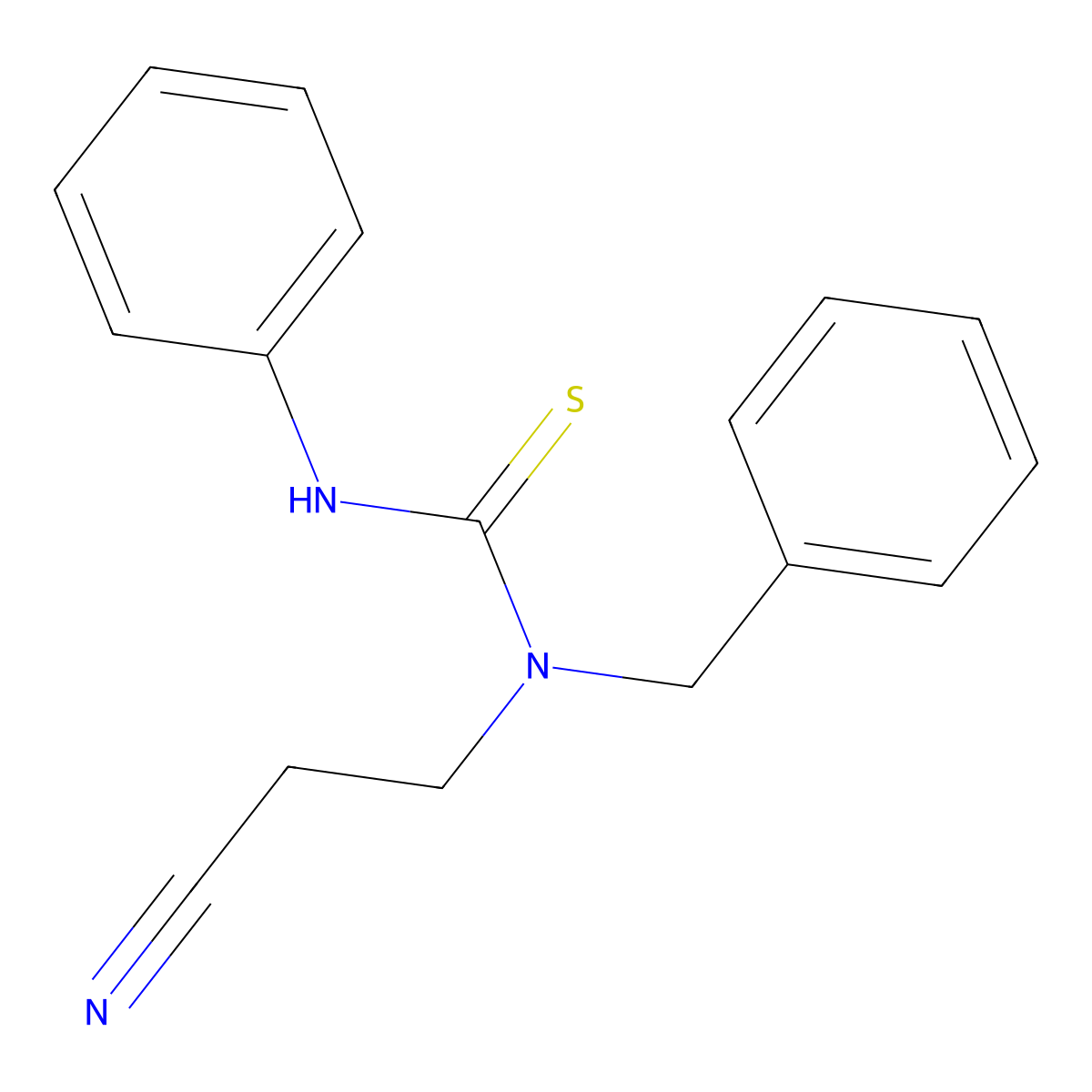 1-Benzyl-1-(2-cyanoethyl)-3-phenylthiourea molecular structure, CAS 30381-08-9