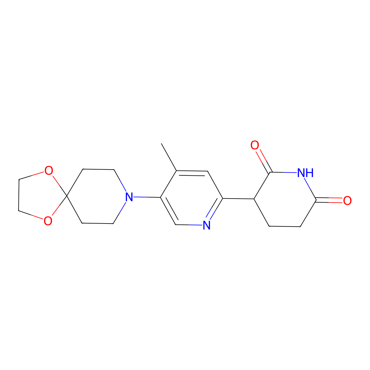 3-(4-Methyl-5-(1,4-dioxa-8-azaspiro[4.5]decan-8-YL)pyridin-2-YL)piperidine-2,6-dione molecular structure, CAS 3038254-28-0