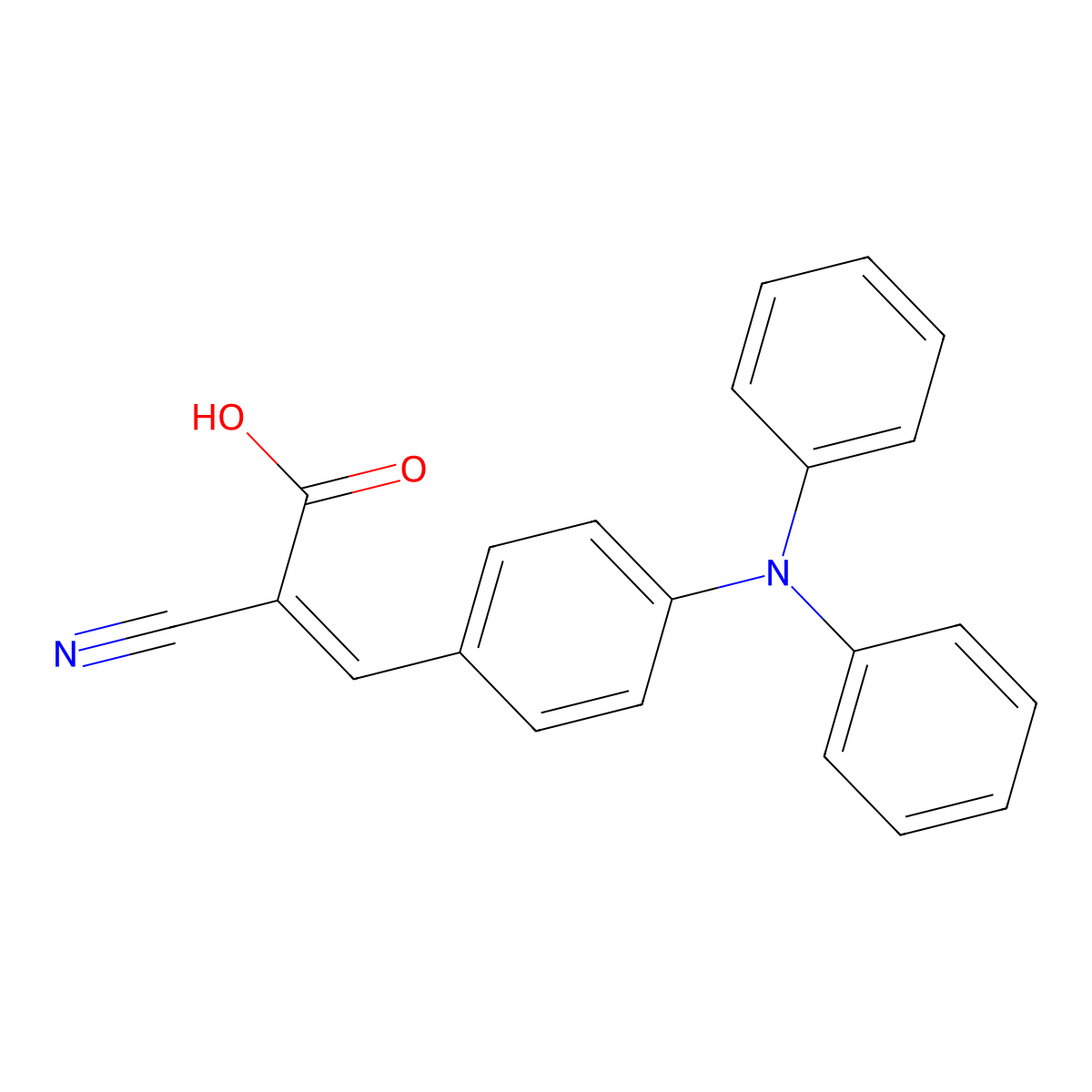 2-Cyano-3-[4-(diphenylamino)phenyl]prop-2-enoic acid molecular structure, CAS 30388-31-9