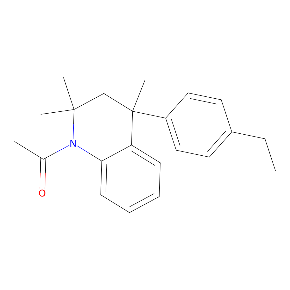 1-[4-(4-ethylphenyl)-2,2,4-trimethyl-3,4-dihydroquinolin-1(2H)-yl]ethanone molecular structure, CAS 30389-40-3