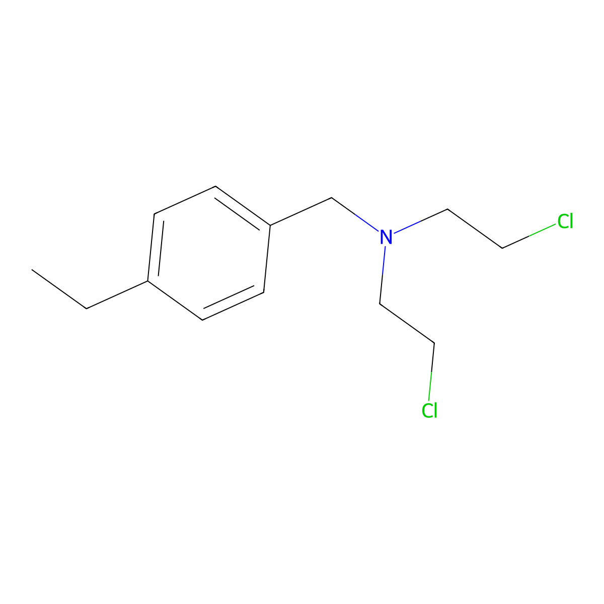 BENZYLAMINE, N,N-BIS(2-CHLOROETHYL)-p-ETHYL- molecular structure, CAS 30389-87-8