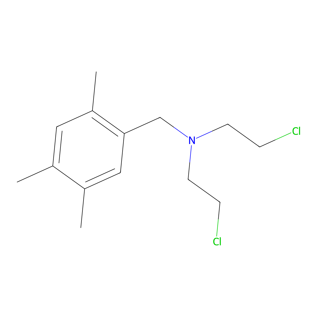 Benzylamine, N,N-bis(2-chloroethyl)-2,4,5-trimethyl- molecular structure, CAS 30389-88-9