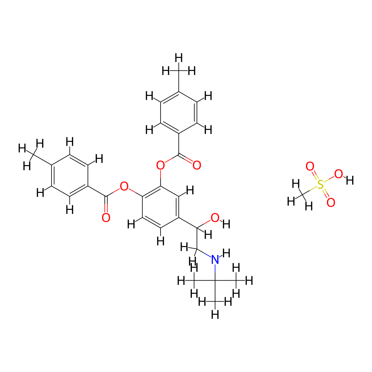Bitolterol Mesylate molecular structure, CAS 30392-41-7