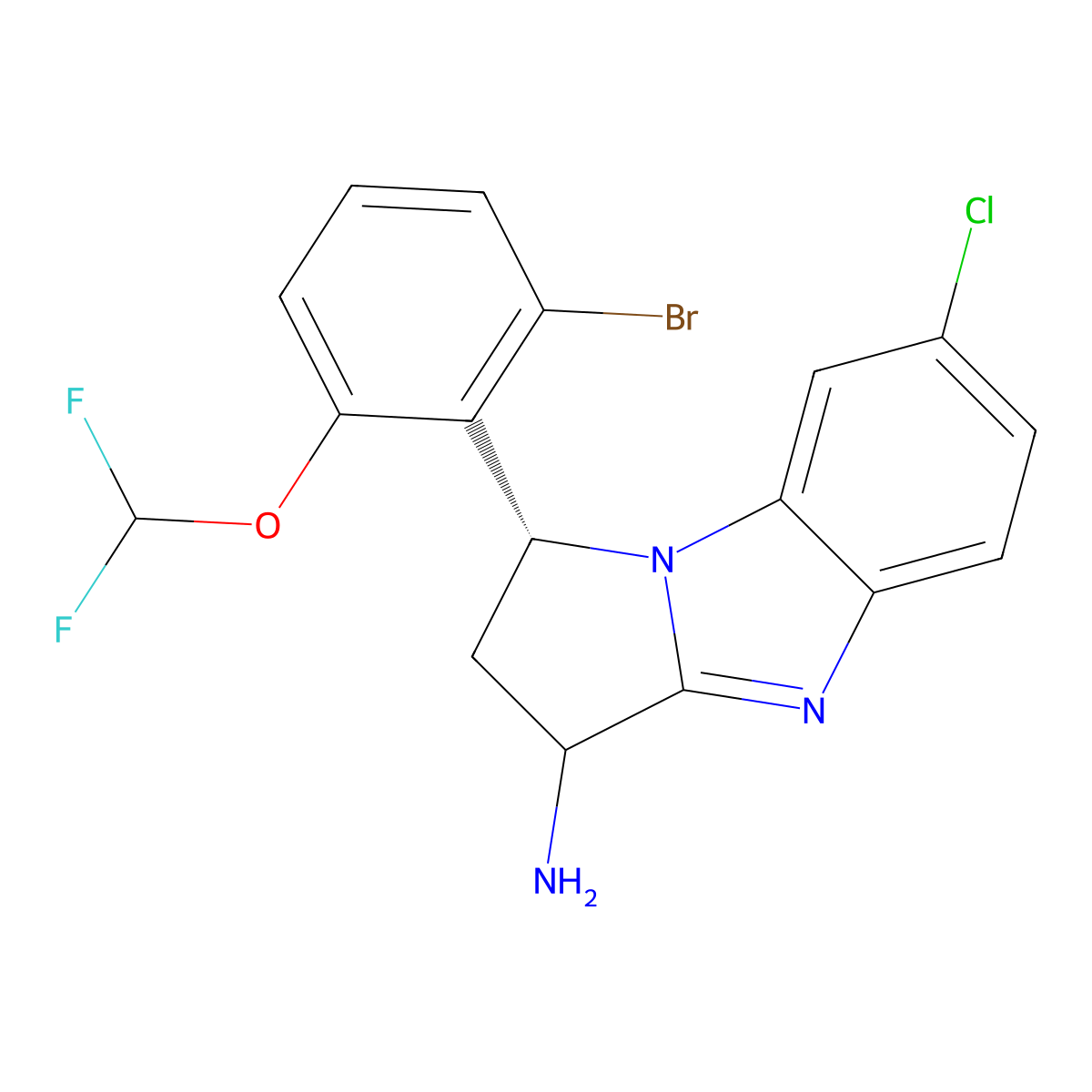(1R)-1-[2-Bromo-6-(difluoromethoxy)phenyl]-7-chloro-2,3-dihydro-1H-benzo[d]pyrrolo[1,2-a]imidazol-3-amine molecular structure, CAS 3039517-14-8