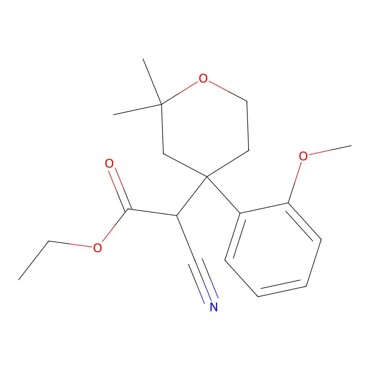 ethyl cyano[4-(2-methoxyphenyl)-2,2-dimethyltetrahydro-2H-pyran-4-yl]acetate molecular structure, CAS 303953-27-7