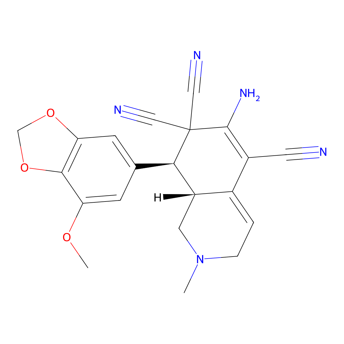 6-amino-8-(7-methoxy-1,3-benzodioxol-5-yl)-2-methyl-2,3,8,8a-tetrahydro-5,7,7(1H)-isoquinolinetricarbonitrile molecular structure, CAS 303953-33-5