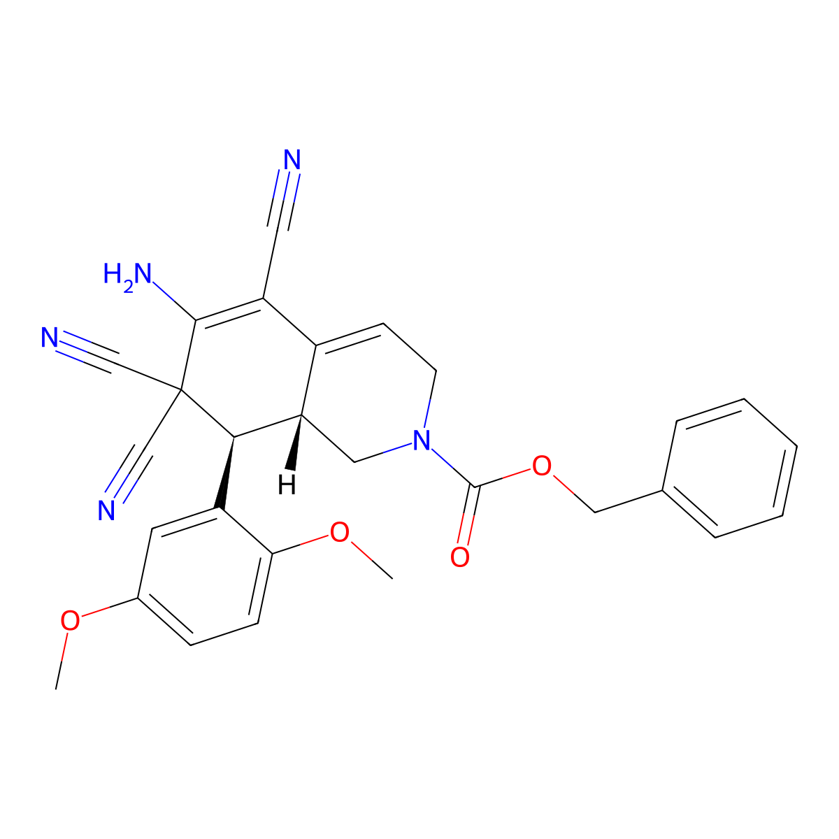 (8R,8aR)-benzyl 6-amino-5,7,7-tricyano-8-(2,5-dimethoxyphenyl)-1,7,8,8a-tetrahydroisoquinoline-2(3H)-carboxylate molecular structure, CAS 303953-43-7