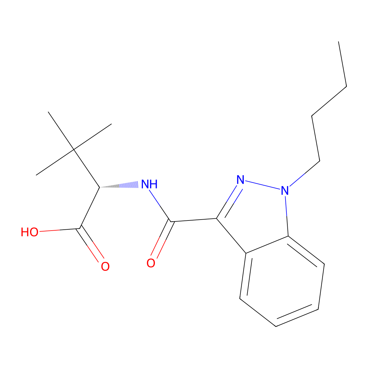 MDMB-BUTINACA butanoic acid metabolite molecular structure, CAS 3039541-82-4