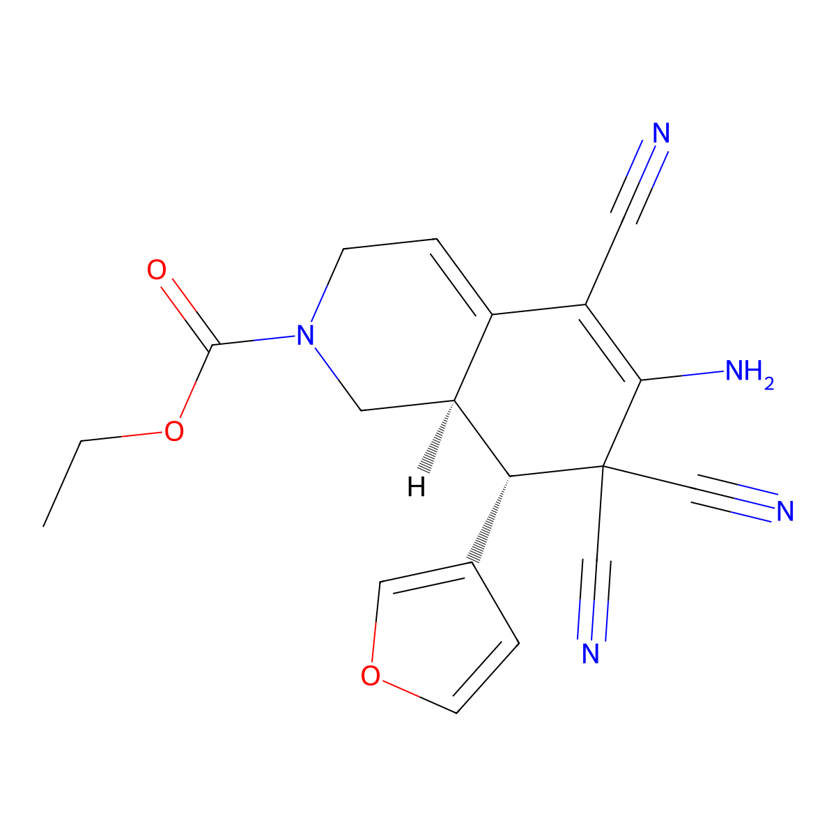 ethyl 6-amino-5,7,7-tricyano-8-(3-furyl)-3,7,8,8a-tetrahydro-2(1H)-isoquinolinecarboxylate molecular structure, CAS 303959-38-8