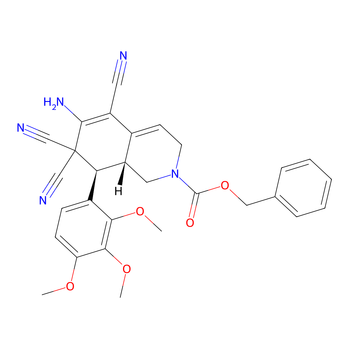 benzyl 6-amino-5,7,7-tricyano-8-(2,3,4-trimethoxyphenyl)-3,7,8,8a-tetrahydro-2(1H)-isoquinolinecarboxylate molecular structure, CAS 303959-39-9