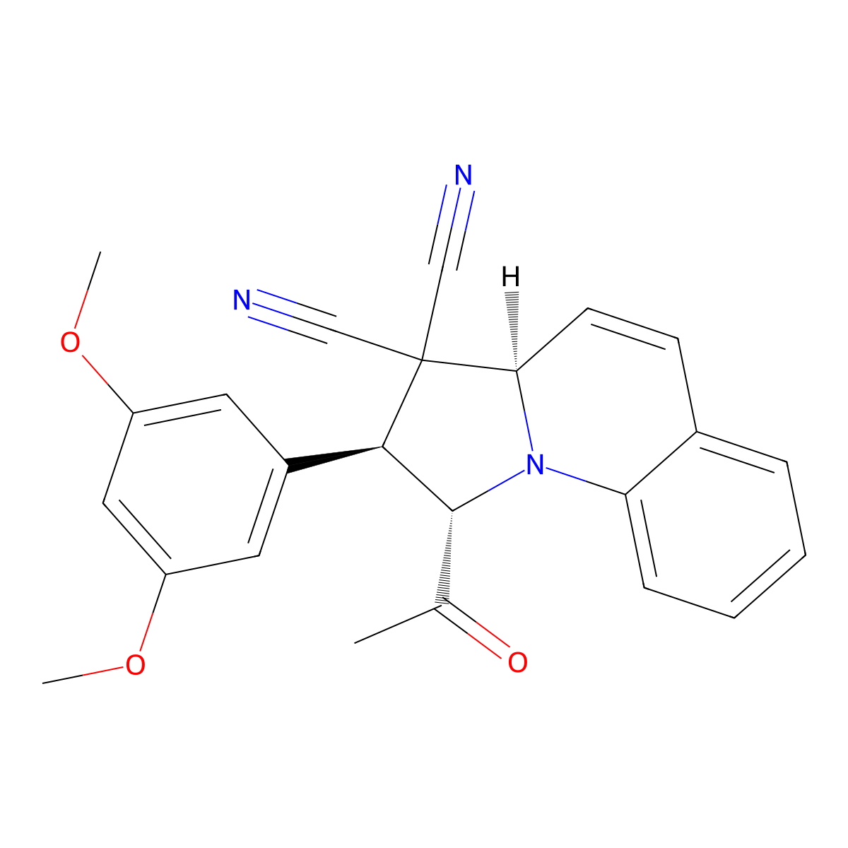 (1S,2S,3aR)-1-acetyl-2-(3,5-dimethoxyphenyl)-2,3a-dihydro-1H-pyrrolo[1,2-a]quinoline-3,3-dicarbonitrile molecular structure, CAS 303959-57-1