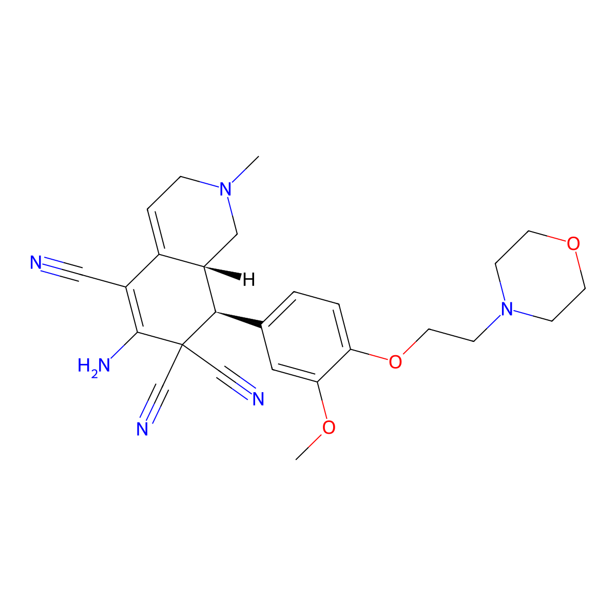(8S,8aR)-6-amino-8-[3-methoxy-4-(2-morpholin-4-ylethoxy)phenyl]-2-methyl-1,3,8,8a-tetrahydroisoquinoline-5,7,7-tricarbonitrile molecular structure, CAS 303959-58-2