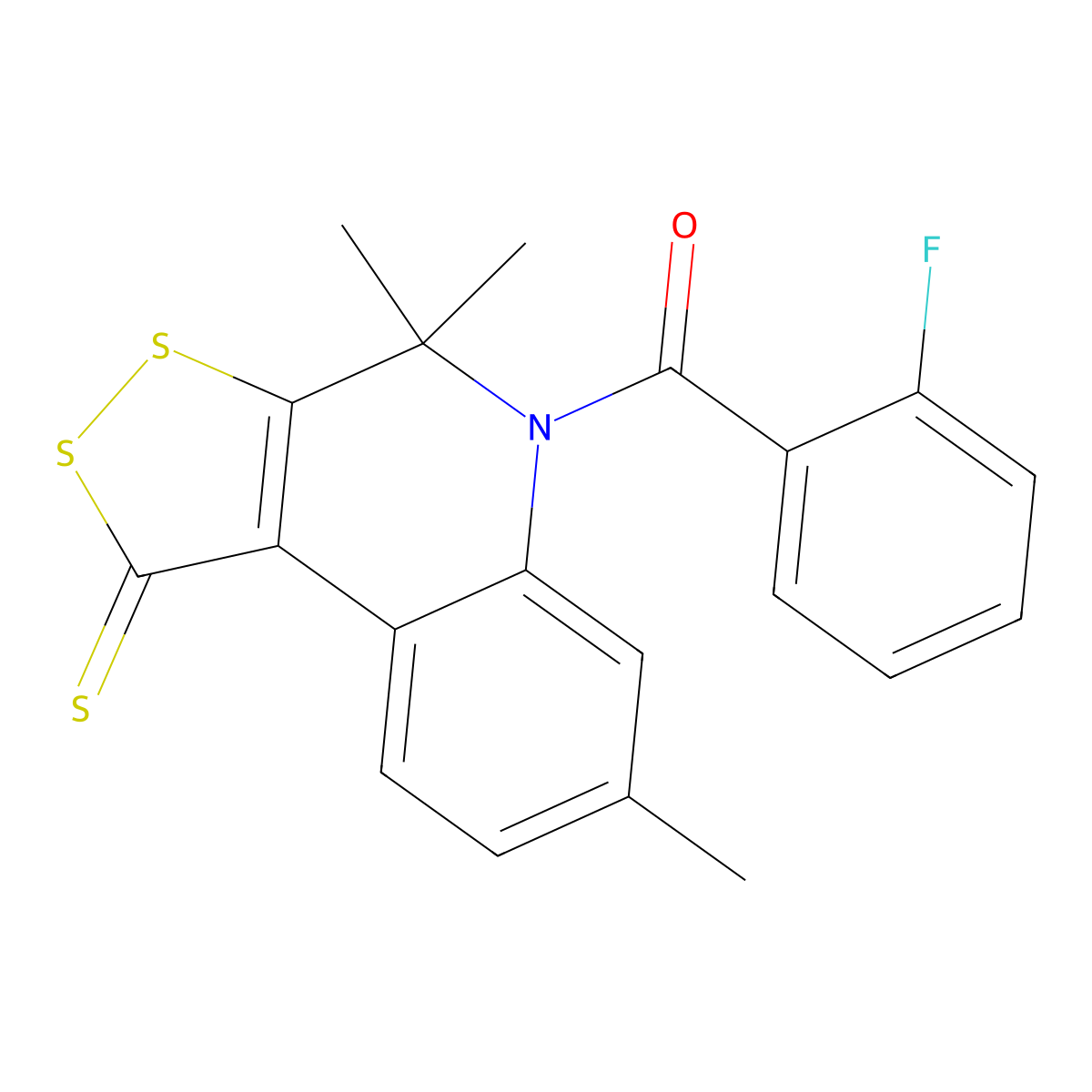 (2-fluorophenyl)(4,4,7-trimethyl-1-thioxo-1,4-dihydro-5H-[1,2]dithiolo[3,4-c]quinolin-5-yl)methanone molecular structure, CAS 303965-72-2