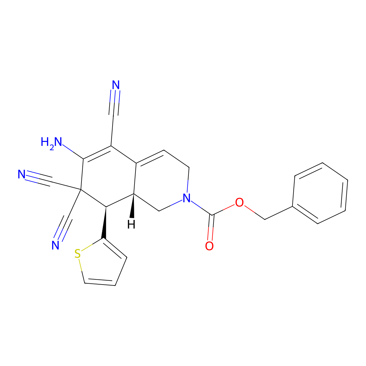 benzyl 6-amino-5,7,7-tricyano-8-(2-thienyl)-3,7,8,8a-tetrahydro-2(1H)-isoquinolinecarboxylate molecular structure, CAS 303966-74-7