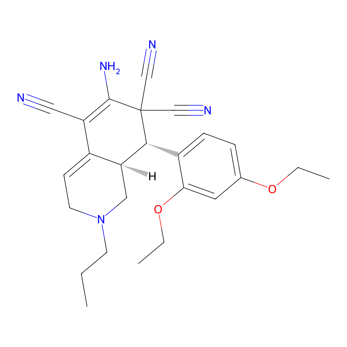 6-amino-8-(2,4-diethoxyphenyl)-2-propyl-2,3,8,8a-tetrahydro-5,7,7(1H)-isoquinolinetricarbonitrile molecular structure, CAS 303966-92-9