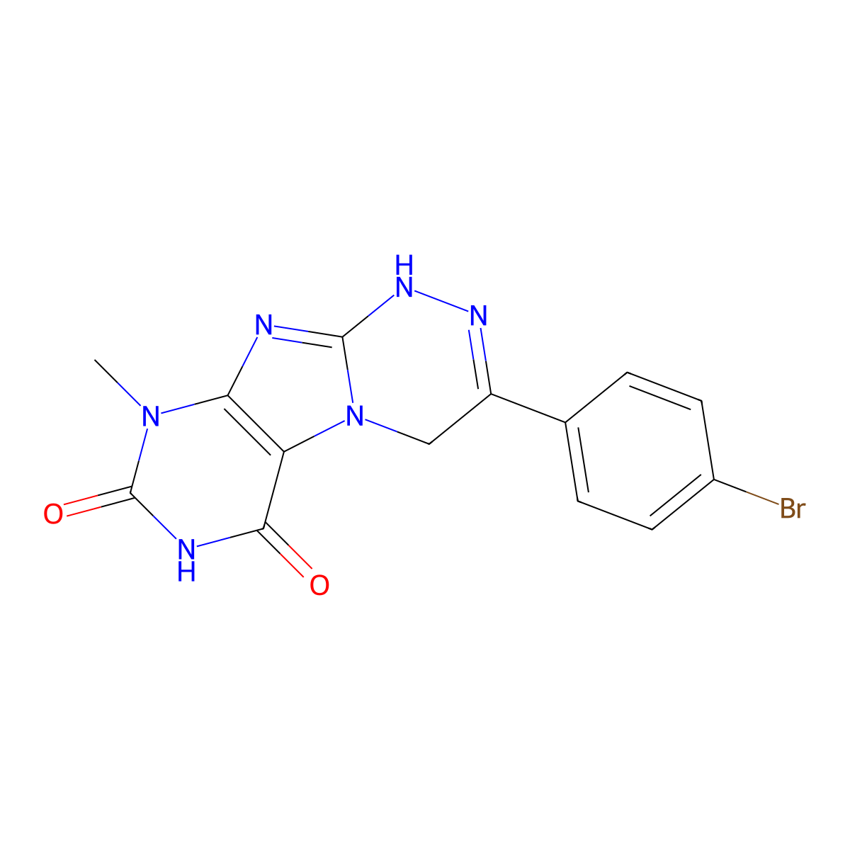 3-(4-bromophenyl)-9-methyl-1,4-dihydro[1,2,4]triazino[3,4-f]purine-6,8(7H,9H)-dione molecular structure, CAS 303969-74-6