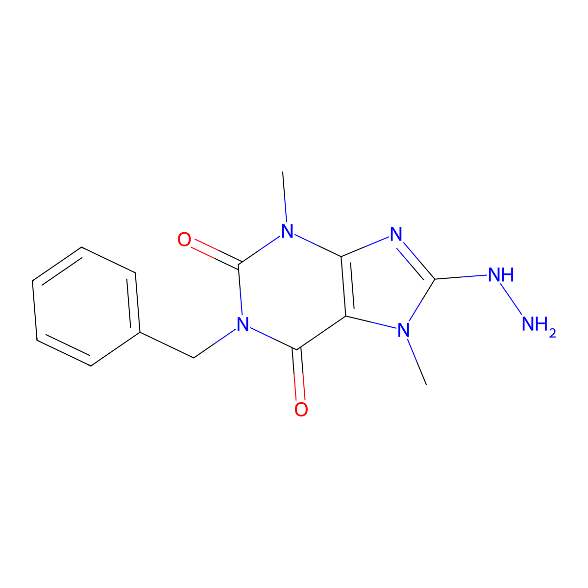 1-Benzyl-8-hydrazinyl-3,7-dimethylpurine-2,6-dione molecular structure, CAS 303969-86-0