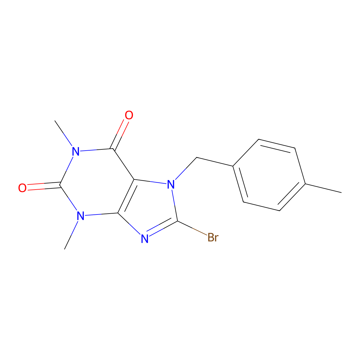 8-bromo-1,3-dimethyl-7-(4-methylbenzyl)-1H-purine-2,6(3H,7H)-dione molecular structure, CAS 303970-09-4